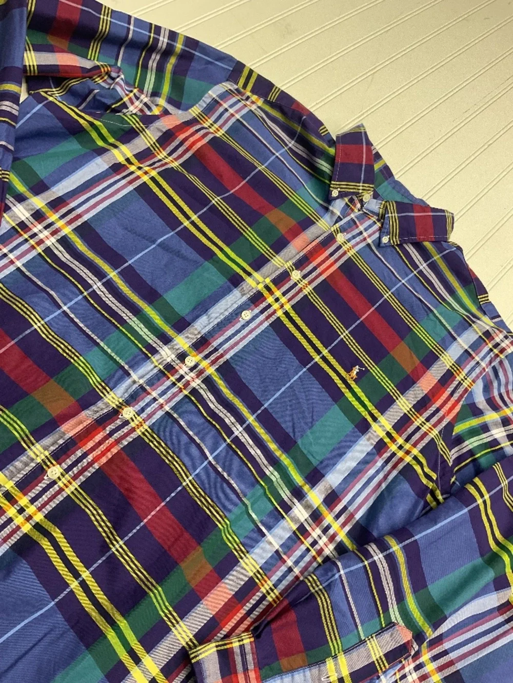 olo Ralph Lauren Men's Plaid Button Down Shirt Blue Red XXL